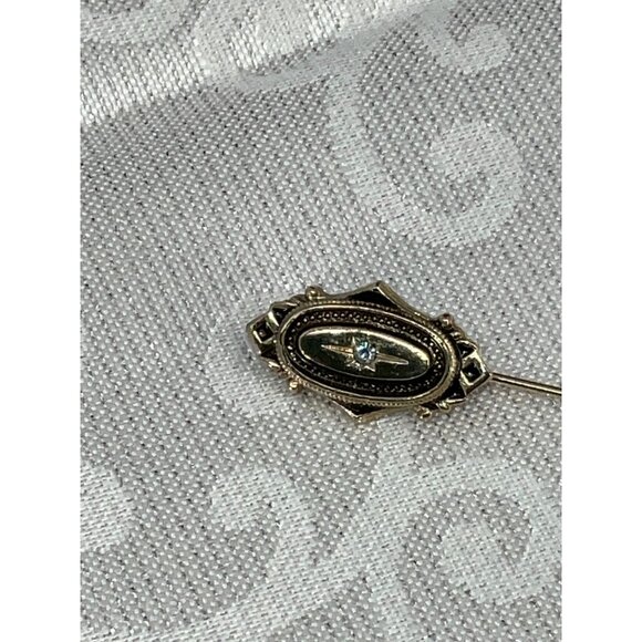Vintage Avon Gold-Tone Stick Pin Clear Rhinestone Accent &‎ Ornate Design - Picture 2 of 3
